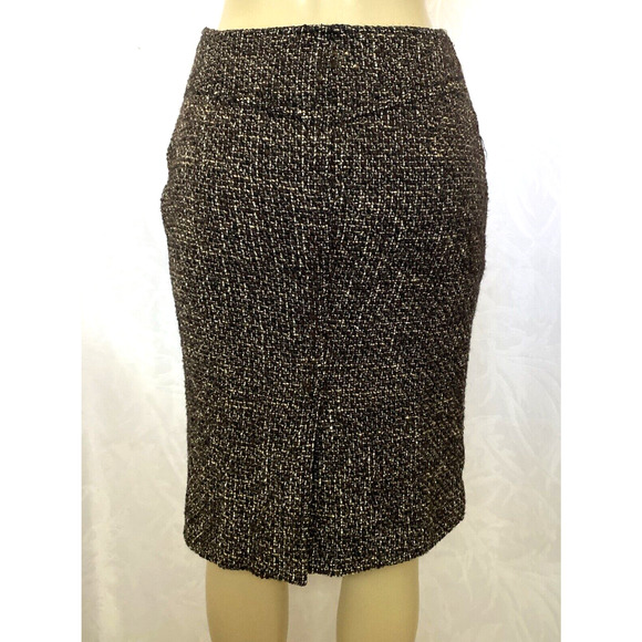 Piazza Sempione Pencil Skirt Tweed Straight Lined Knee Length Brown 42 S - Picture 2 of 8